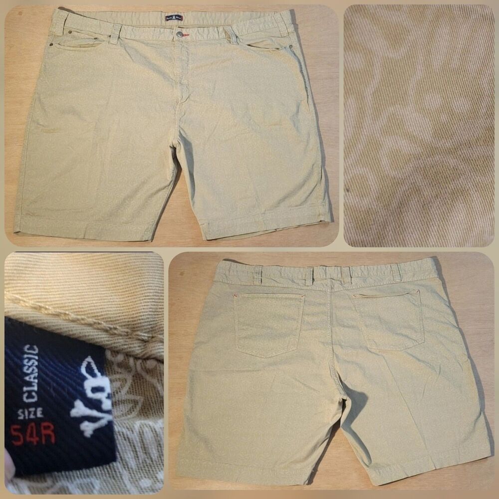 Psycho Bunny Shorts Tan With All Over BUNNY Pattern 54R x10 inseam Men's Preppy